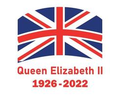 Emblem des britischen Vereinigten Königreichs und Queen Elizabeth 1926 2022 rote nationale Europa-Flagge Vektorillustration abstraktes Gestaltungselement vektor