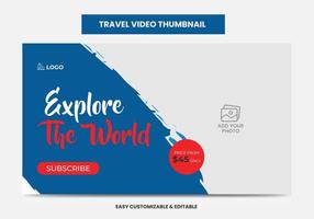 Video-Thumbnail und Web-Banner für Reisebüros. Video-Thumbnail für soziale Medien des Tourismusmarketing-Service vektor