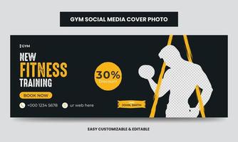 kondition Gym Träning social media omslag Foto mall. Gym byrå social media tidslinje webb baner vektor