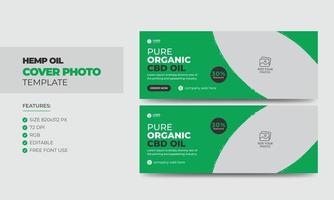 hanf- oder cbd-produkt social media cover foto design. moderne Web-Banner-Vorlage für den Verkauf von Cannabis-Sativa-Produkten vektor