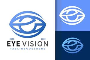 E-Augen-Vision-Logo-Design, Markenidentitäts-Logos-Vektor, modernes Logo, Logo-Designs-Vektor-Illustrationsvorlage vektor