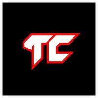 tc-Logo-Design, anfängliches tc-Buchstabendesign im Sci-Fi-Stil. tc-Logo für Spiel, Esport, Technologie, Digital, Community oder Business. tc sport moderne kursive alphabetschrift. Typografie Schriftarten im urbanen Stil. vektor