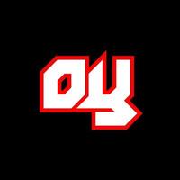 oy-Logo-Design, anfängliches oy-Buchstabendesign im Sci-Fi-Stil. oy-Logo für Spiel, Sport, Technologie, Digital, Community oder Business. oy sport moderne kursive alphabetschrift. Typografie Schriftarten im urbanen Stil. vektor