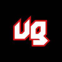 ug logotyp design, första ug brev design med sci-fi stil. ug logotyp för spel, esport, teknologi, digital, gemenskap eller företag. u g sport modern kursiv alfabet font. typografi urban stil teckensnitt. vektor