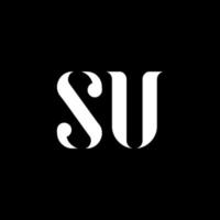 su s u brev logotyp design. första brev su versal monogram logotyp vit Färg. su logotyp, s u design. su, s u vektor