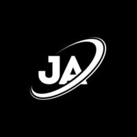 ja j en brev logotyp design. första brev ja länkad cirkel versal monogram logotyp röd och blå. ja logotyp, j en design. ja, j en vektor