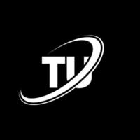 tu t u brev logotyp design. första brev tu länkad cirkel versal monogram logotyp röd och blå. tu logotyp, t u design. du, t u vektor