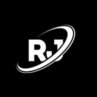 rj r j brev logotyp design. första brev rj länkad cirkel versal monogram logotyp röd och blå. rj logotyp, r j design. rj, r j vektor