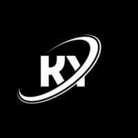 ky k y brev logotyp design. första brev ky länkad cirkel versal monogram logotyp röd och blå. ky logotyp, k y design. ky, k y vektor