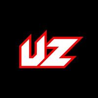 uz logotyp design, första uz brev design med sci-fi stil. uz logotyp för spel, esport, teknologi, digital, gemenskap eller företag. u z sport modern kursiv alfabet font. typografi urban stil teckensnitt. vektor