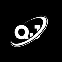 qj qj Buchstabe Logo-Design. Anfangsbuchstabe qj verknüpfter Kreis Monogramm-Logo in Großbuchstaben rot und blau. qj-Logo, qj-Design. qj, qj vektor