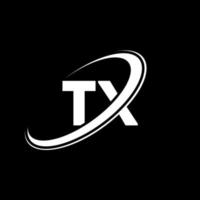 tx t x brev logotyp design. första brev tx länkad cirkel versal monogram logotyp röd och blå. tx logotyp, t x design. tx, t x vektor