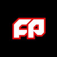 fp-Logo-Design, anfängliches fp-Buchstabendesign im Sci-Fi-Stil. fp-Logo für Spiel, Esport, Technologie, Digital, Community oder Business. fp sport moderne kursive alphabetschrift. Typografie Schriftarten im urbanen Stil. vektor