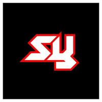 sy-Logo-Design, anfängliches sy-Buchstabendesign im Sci-Fi-Stil. sy-Logo für Spiel, Esport, Technologie, Digital, Community oder Business. sy sport moderne kursive alphabetschriftart. Typografie Schriftarten im urbanen Stil. vektor
