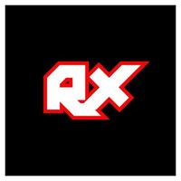 rx logotyp design, första rx brev design med sci-fi stil. rx logotyp för spel, esport, teknologi, digital, gemenskap eller företag. r x sport modern kursiv alfabet font. typografi urban stil teckensnitt. vektor
