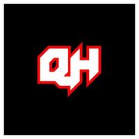 qh-Logo-Design, anfängliches qh-Buchstabendesign im Sci-Fi-Stil. qh-Logo für Spiel, Sport, Technologie, Digital, Community oder Business. qh sport moderne kursive alphabetschrift. Typografie Schriftarten im urbanen Stil. vektor