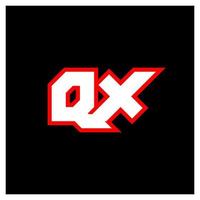 qx-Logo-Design, anfängliches qx-Buchstabendesign im Sci-Fi-Stil. qx-Logo für Spiel, Esport, Technologie, Digital, Community oder Business. qx sport moderne kursive alphabetschrift. Typografie Schriftarten im urbanen Stil. vektor