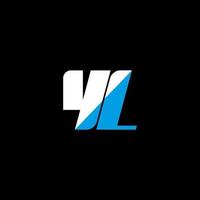 yl-Buchstaben-Logo-Design auf schwarzem Hintergrund. yl kreative Initialen schreiben Logo-Konzept. yl-Icon-Design. yl-Icon-Design mit weißen und blauen Buchstaben auf schwarzem Hintergrund. yl vektor