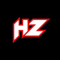 hz logotyp design, första hz brev design med sci-fi stil. hz logotyp för spel, esport, teknologi, digital, gemenskap eller företag. h z sport modern kursiv alfabet font. typografi urban stil teckensnitt. vektor