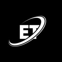 et e t brev logotyp design. första brev et länkad cirkel versal monogram logotyp röd och blå. et logotyp, e t design. et, e t vektor