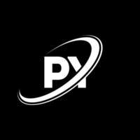 py p y brev logotyp design. första brev py länkad cirkel versal monogram logotyp röd och blå. ay logotyp, p y design. py, p y vektor