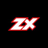 zx-Logo-Design, anfängliches zx-Buchstabendesign im Sci-Fi-Stil. zx-Logo für Spiel, Esport, Technologie, Digital, Community oder Business. zx sport moderne kursive alphabetschrift. Typografie Schriftarten im urbanen Stil. vektor