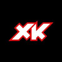 xk logotyp design, första xk brev design med sci-fi stil. xk logotyp för spel, esport, teknologi, digital, gemenskap eller företag. x k sport modern kursiv alfabet font. typografi urban stil teckensnitt. vektor