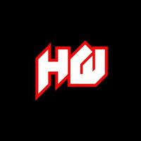 H w logotyp design, första H w brev design med sci-fi stil. H w logotyp för spel, esport, teknologi, digital, gemenskap eller företag. h w sport modern kursiv alfabet font. typografi urban stil teckensnitt. vektor