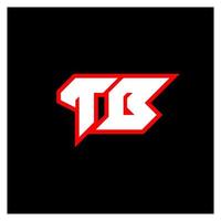 tb logotyp design, första tb brev design med sci-fi stil. tb logotyp för spel, esport, teknologi, digital, gemenskap eller företag. t b sport modern kursiv alfabet font. typografi urban stil teckensnitt. vektor