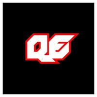 qe logotyp design, första qe brev design med sci-fi stil. qe logotyp för spel, esport, teknologi, digital, gemenskap eller företag. q e sport modern kursiv alfabet font. typografi urban stil teckensnitt. vektor