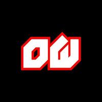 ow-Logo-Design, anfängliches ow-Buchstabendesign im Sci-Fi-Stil. ow-Logo für Spiel, Esport, Technologie, Digital, Community oder Business. ow Sport moderne kursive Alphabet-Schriftart. Typografie Schriftarten im urbanen Stil. vektor