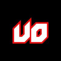 uo-Logo-Design, anfängliches uo-Buchstabendesign im Sci-Fi-Stil. uo-Logo für Spiel, Esport, Technologie, Digital, Community oder Business. uo Sport moderne kursive Alphabet-Schriftart. Typografie Schriftarten im urbanen Stil. vektor