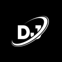 dj d j brev logotyp design. första brev dj länkad cirkel versal monogram logotyp röd och blå. dj logotyp, d j design. dj, d j vektor