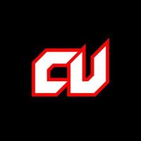 cu-Logo-Design, anfängliches cu-Buchstabendesign im Sci-Fi-Stil. cu-Logo für Spiel, Sport, Technologie, Digital, Community oder Business. cu sport moderne kursive alphabetschrift. Typografie Schriftarten im urbanen Stil. vektor