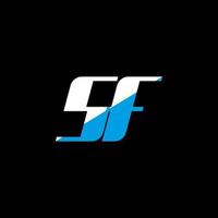 sf-Buchstaben-Logo-Design auf schwarzem Hintergrund. sf kreative Initialen schreiben Logo-Konzept. sf-Icon-Design. sf-Icon-Design mit weißen und blauen Buchstaben auf schwarzem Hintergrund. sf vektor