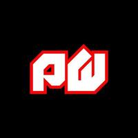 pw logotyp design, första pw brev design med sci-fi stil. pw logotyp för spel, esport, teknologi, digital, gemenskap eller företag. p w sport modern kursiv alfabet font. typografi urban stil teckensnitt. vektor