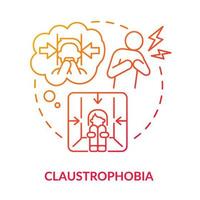 Symbol für Klaustrophobie mit rotem Farbverlauf. Angst vor geschlossenen Räumen. Angststörung. häufigste Phobie abstrakte Idee dünne Linie Illustration. isolierte Umrisszeichnung. vektor