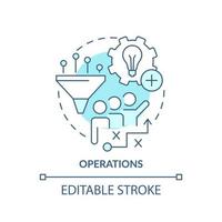 Symbol für das türkisfarbene Konzept des Betriebs. Innovationsmanagement abstrakte Idee dünne Linie Illustration. innovative Aktivitäten. isolierte Umrisszeichnung. editierbarer Strich. vektor