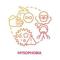 Mysophobie rotes Gradienten-Konzept-Symbol. Angst vor Kontamination und Mikroben. häufigste Phobie abstrakte Idee dünne Linie Illustration. isolierte Umrisszeichnung. vektor