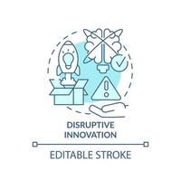 Symbol für das türkisfarbene Konzept der disruptiven Innovation. form der innovation abstrakte idee dünne linie illustration. neuen Markt schaffen. isolierte Umrisszeichnung. editierbarer Strich. vektor