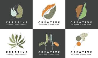 Blatt-Logo-Design, Vektor mit anderen Stilen, Illustrationsset-Sammlung von Blatttypen