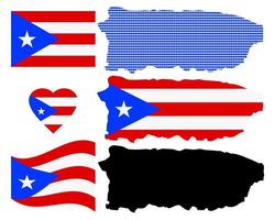 Karta av puerto rico och de annorlunda typer av tecken på en vit bakgrund vektor