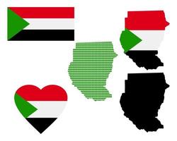 karte der republik sudan und die verschiedenen arten von zeichen auf weißem hintergrund vektor