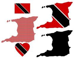 Karte der Republik Trinidad und Tobago und die verschiedenen Arten von Zeichen auf weißem Hintergrund vektor
