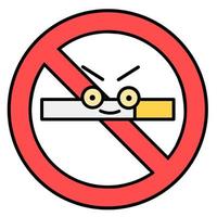 platt illustration Nej rökning område med cigarett karaktär vektor