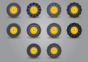 Traktor Tire Icon Set vektor