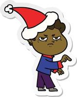 Aufkleber Cartoon eines wütenden Mannes mit Weihnachtsmütze vektor