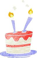 retro tecknad doodle av en födelsedagstårta vektor