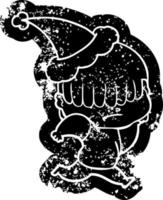 Cartoon verzweifelte Ikone eines Jungen mit unordentlichem Haar mit Weihnachtsmütze vektor
