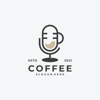 kaffee und podcast logo kombination einfaches konzept vektor